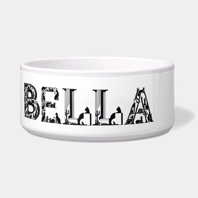 Bella Cat Name Written In Cat Font Bowl (Front)