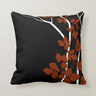 Bella Cherry Blossoms   black brick red rust white Throw Pillow