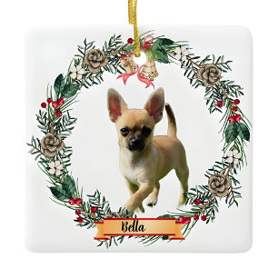 Bella Chihuahua Dog Photo Personalized Ceramic  Ornament