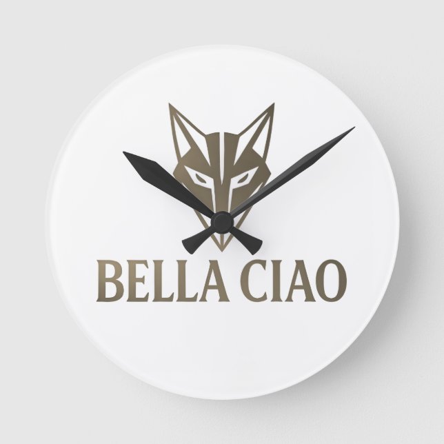 Bella Ciao Fox Wall Clock – Bold Minimalist Design (Front)