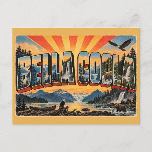 Bella Coola BC Fjord Rainforest Waterfalls Art Postcard