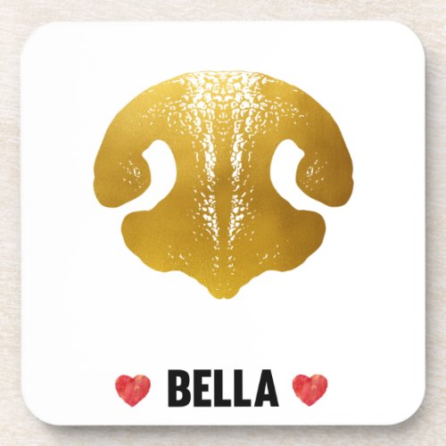 Bella Dog Name Beverage Coaster
