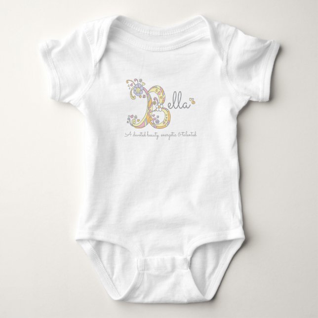 Bella girls B name meaning monogram baby clothes Bodysuit (Front)