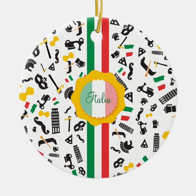 Bella Italia- Italian cultural items with flag Ceramic Ornament (Front)