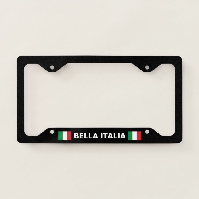 Bella Italia Italy Flag Black  License Plate Frame (Front)