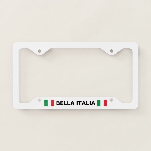 Bella Italia Italy Flag White   License Plate Frame (Front)