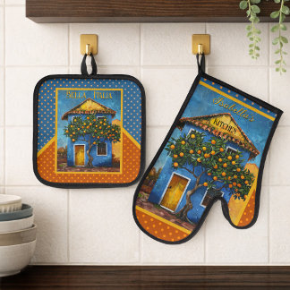 Bella Italia Mediterranean Citrus Tree Oven Mitt & Pot Holder Set