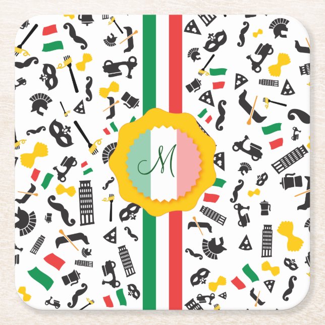 Bella Italia Square Paper Coaster (Front)