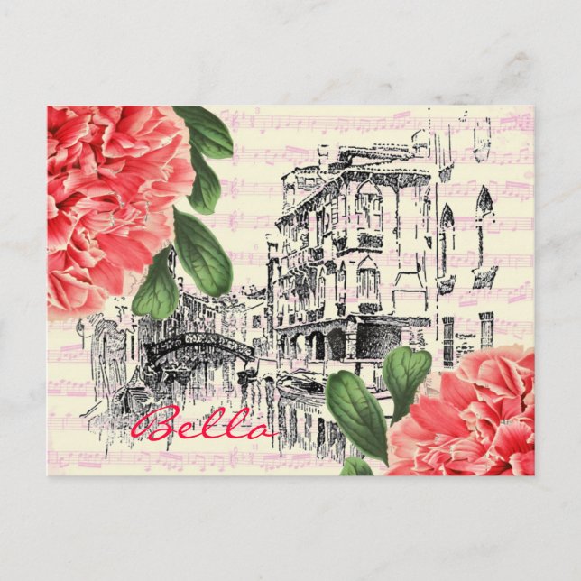 Bella Italy peony Postcard (Front)