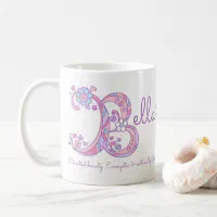 Bella name meaning heart flower B monogram mug