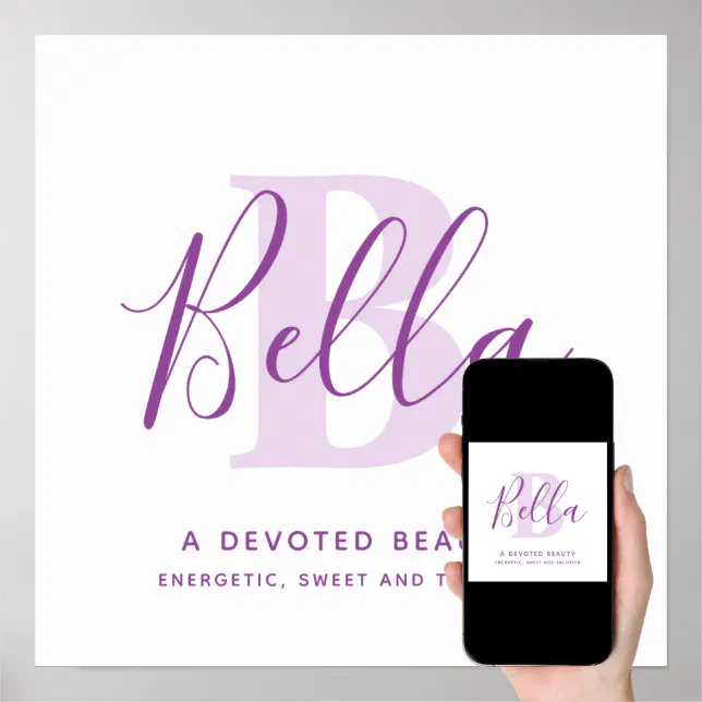 Bella name meaning shades of purple text custom poster Zazzle