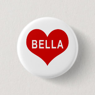 BELLA NAME Red Love Heart Button