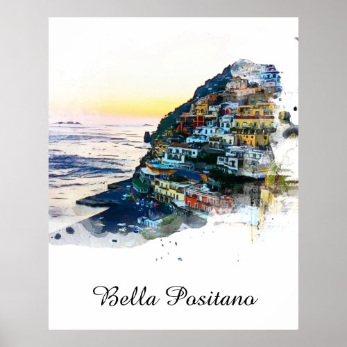  Bella Positano Italian AP12 Italy Amalfi Coast Poster