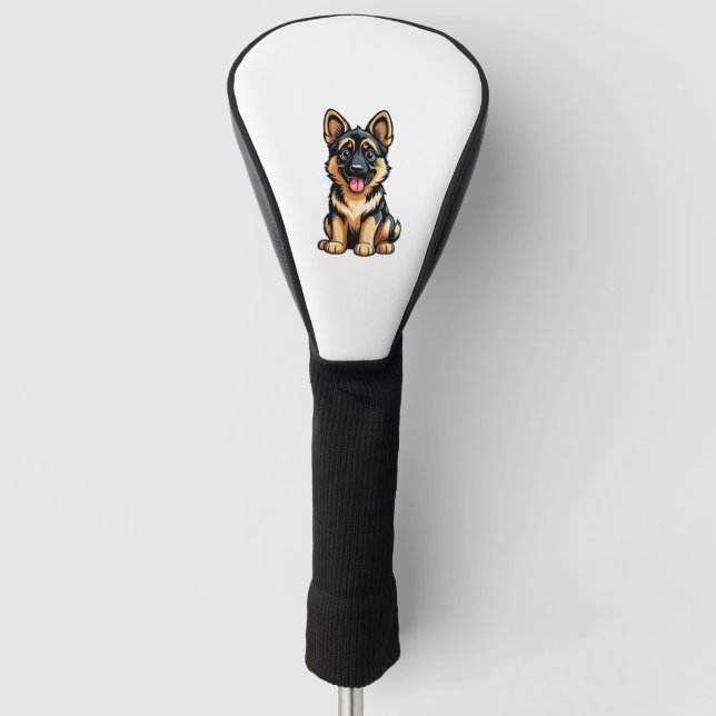 Bella the German Shepherd Pup Golf Head Cover (Front)