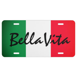 Bella Vita Italian Flag Metal License Plate