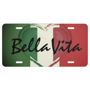 Bella Vita Italian Flag Metal License Plate