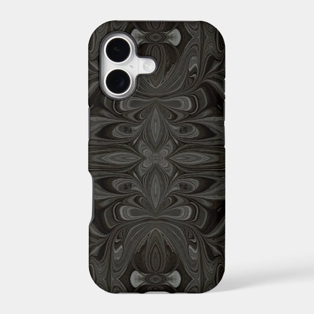 Belladonna Black Abstract Acrylic Fluid Art iPhone Case (Back)