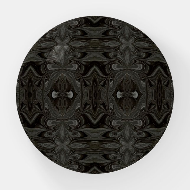 Belladonna Black Abstract Acrylic Fluid Art Paperweight (Front)