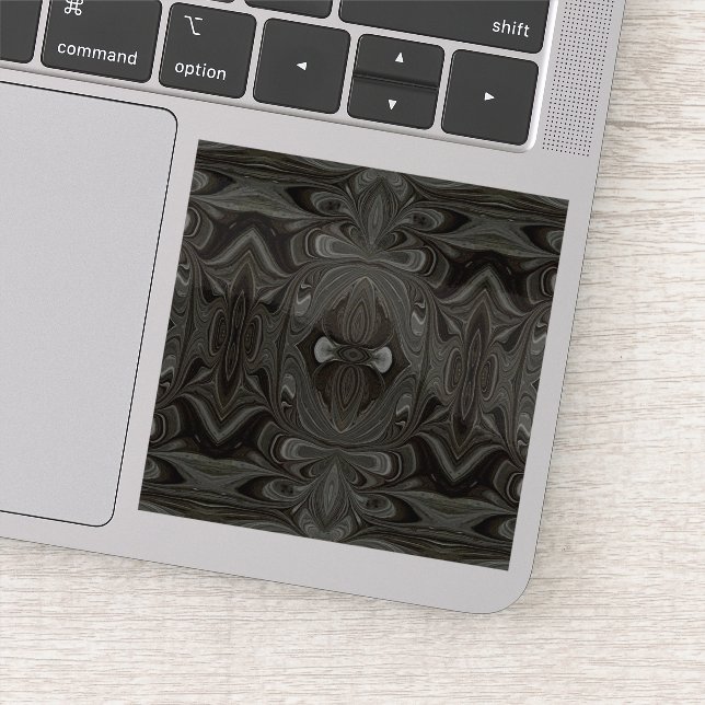 Belladonna Black Abstract Acrylic Fluid Art Sticker (Detail)