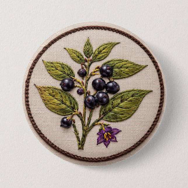 Belladonna Embroidery Large Badge Button (Front)