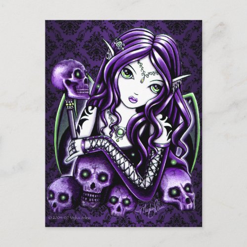 Belladonna Gothic Purple Skull Fairy Postcard