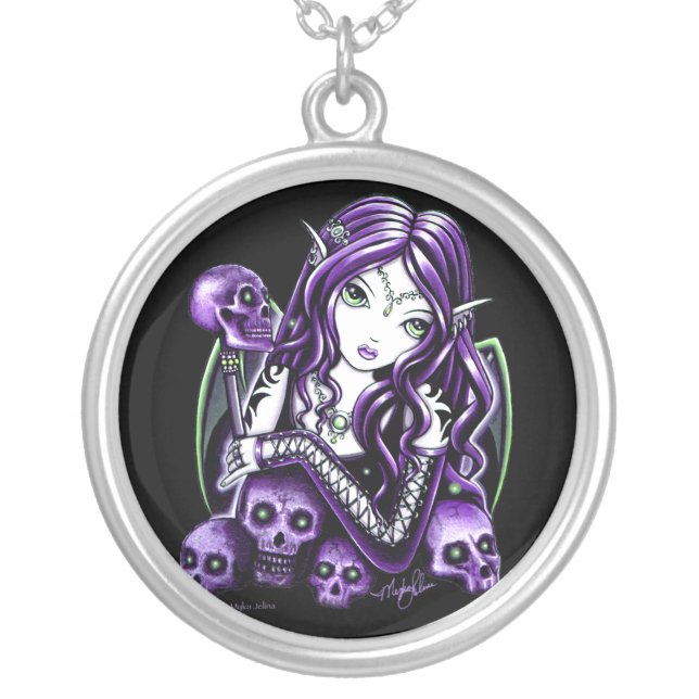 "Belladonna" Purple Skull Fairy Necklace (Front)