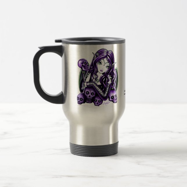 "Belladonna" Purple Skull Fairy Travel Mug (Left)