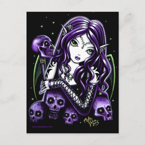 Belladonna Purple Skulls Faerie Postcard