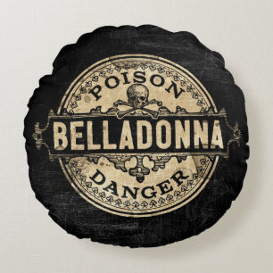Belladonna Vintage Style Poison Label Round Pillow