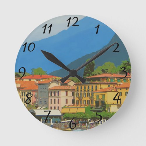 Bellagio Italy Poster Round Clock