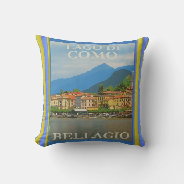 Bellagio Italy Poster Throw Pillow (Front)