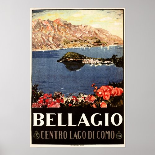 BELLAGIO Lake Como ITALY Vintage Italian Travel Poster