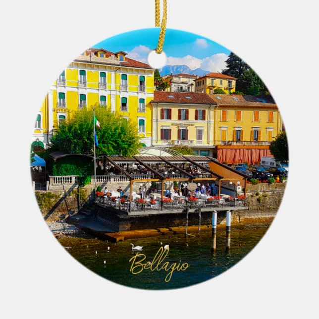 Bellagio Lombardy Lake Como Italy Waterfront Ceramic Ornament (Front)