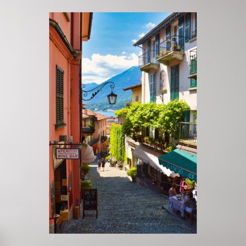 Bellagio old town center alley Lake Como Italy Poster
