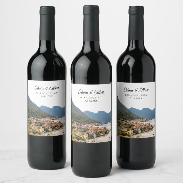 Bellagio Wedding Favor Italy Personalized Wine Label (Bottles)