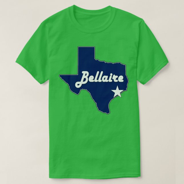 Bellaire Texas Lone State Map TX City Navy Blue T-Shirt (Design Front)