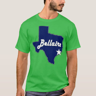 Bellaire Texas Lone State Map TX City Navy Blue T-Shirt