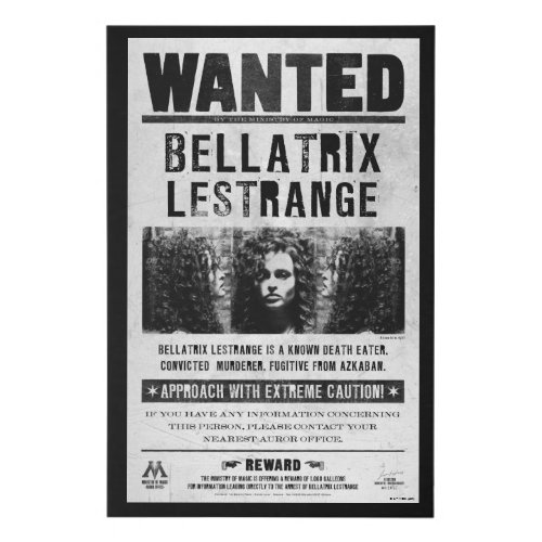 Bellatrix Lestrange Wanted Poster Faux Canvas Print