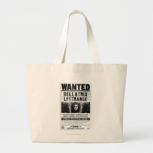 Bellatrix Lestrange Wanted Poster Large Tote Bag