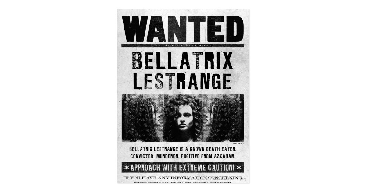 Bellatrix Lestrange Wanted Poster Postcard | Zazzle.com