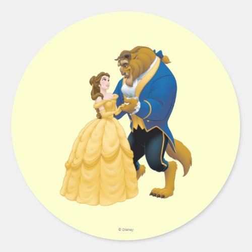 Belle and Beast Dancing Classic Round Sticker