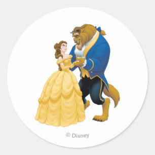 Belle and Beast Dancing Classic Round Sticker