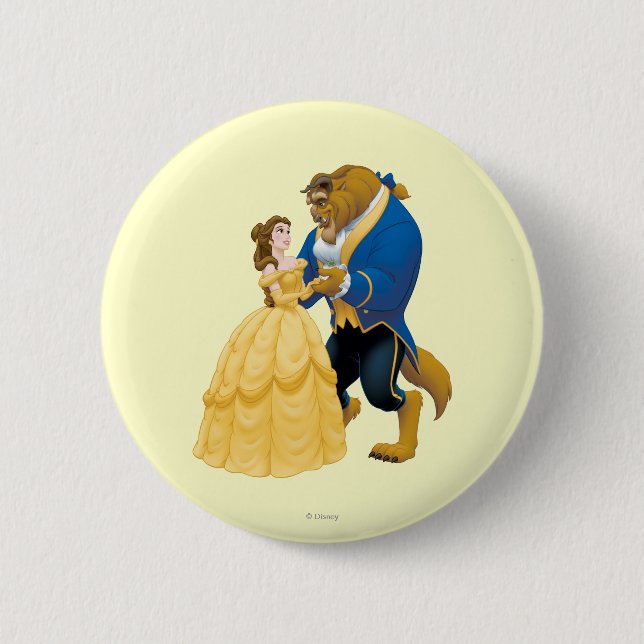 Belle and Beast Dancing Pinback Button (Front)