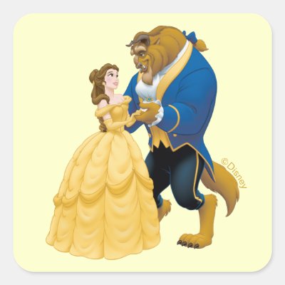 Belle and Beast Dancing Square Sticker