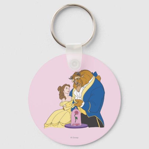 Belle and Beast Holding Hands Keychain