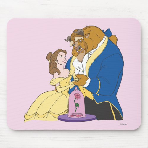 Belle and Beast Holding Hands Mouse Pad