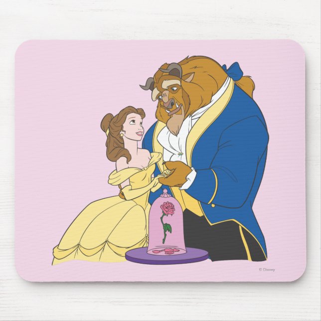 Belle and Beast Holding Hands Mouse Pad (Front)
