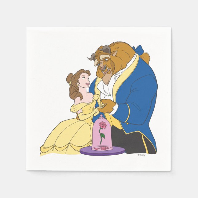 Belle and Beast Holding Hands Napkins (Front)
