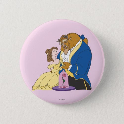 Belle and Beast Holding Hands Pinback Button