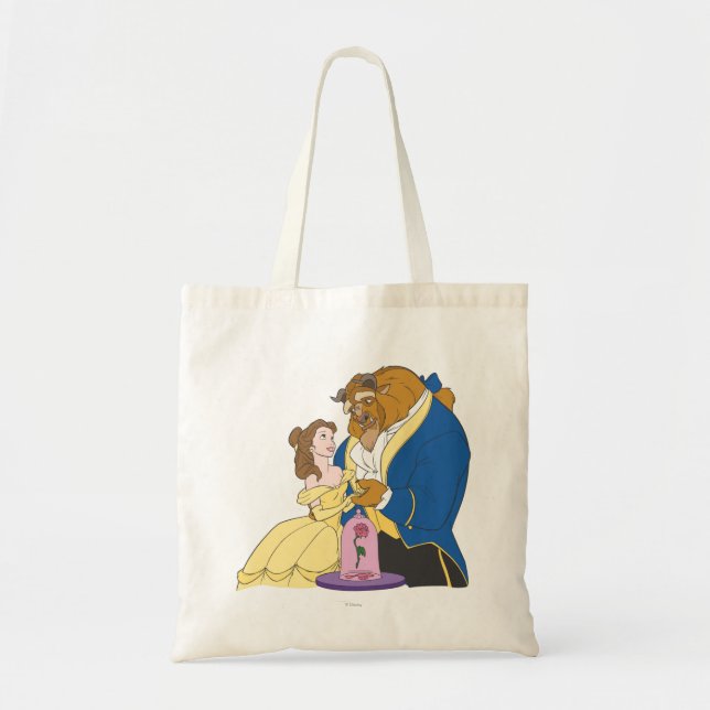 Belle and Beast Holding Hands Tote Bag (Front)